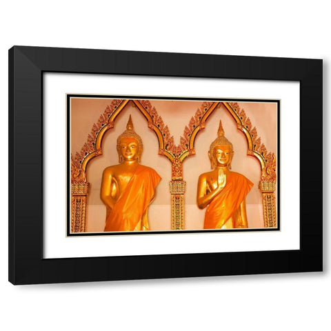 Thailand Buddha statues in temple Black Modern Wood Framed Art Print with Double Matting by Haseltine, Tom