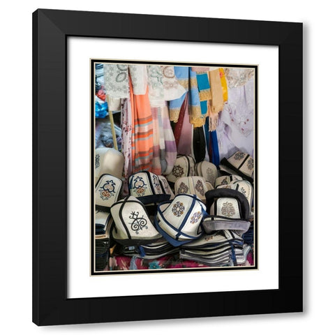 Kalpak (Al-Kalpak)-the traditional felt hat of Kyrgyzstan Jayma Bazaar-one of the greatest tradition Black Modern Wood Framed Art Print with Double Matting by Zwick, Martin