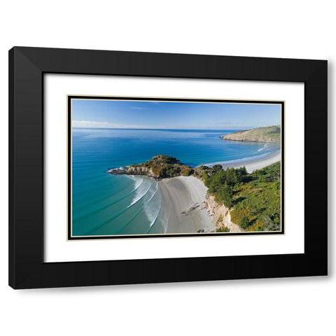 Mapoutahi-Historic Maori Pa Site-Goat Island-Purakanui Bay-north of Dunedin Black Modern Wood Framed Art Print with Double Matting by Wall, David