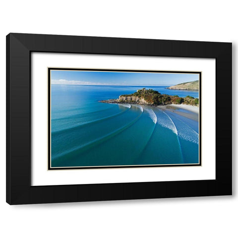 Mapoutahi-Historic Maori Pa Site-Goat Island-Purakanui Bay-north of Dunedin Black Modern Wood Framed Art Print with Double Matting by Wall, David