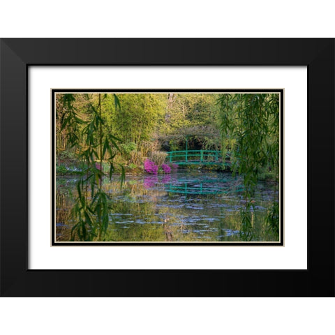 France-Giverny-Monets Garden Sunrise view of iconic bridge and lily pond Black Modern Wood Framed Art Print with Double Matting by Jaynes Gallery