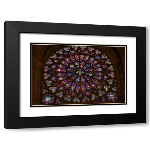 South Rose Window-Jesus and Disciples stained glass-Notre Dame Cathedral-Paris-France Black Modern Wood Framed Art Print with Double Matting by Perry, William