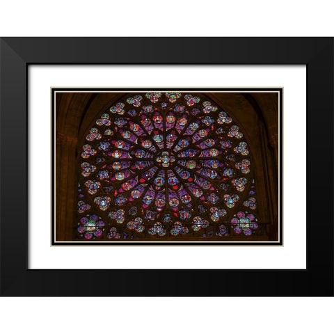 South Rose Window-Jesus and Disciples stained glass-Notre Dame Cathedral-Paris-France Black Modern Wood Framed Art Print with Double Matting by Perry, William