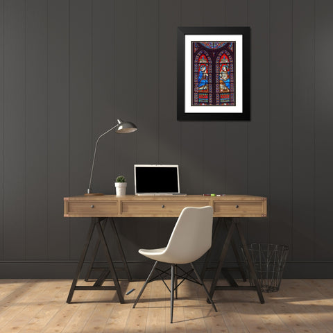 Jesus Christ Mary stained glass-Notre Dame Cathedral-Paris-France  Black Modern Wood Framed Art Print with Double Matting by Perry, William