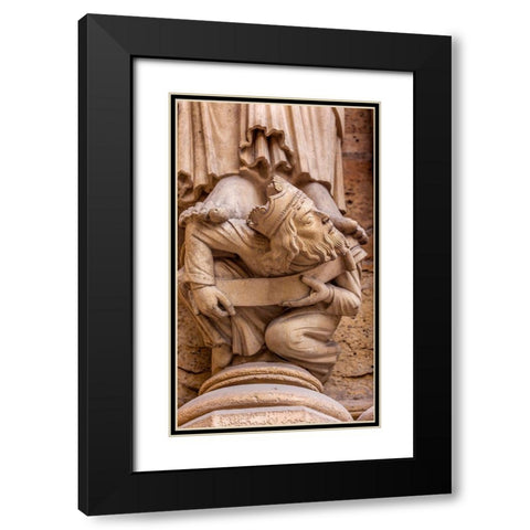 Headless King Facade-Notre Dame Cathedral-Paris-France Black Modern Wood Framed Art Print with Double Matting by Perry, William