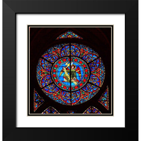 Angel stained glass-Notre Dame Cathedral-Paris-France Black Modern Wood Framed Art Print with Double Matting by Perry, William