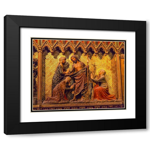 Women Praying Jesus Christ wooden panel statues-Notre Dame Cathedral-Paris-France Black Modern Wood Framed Art Print with Double Matting by Perry, William