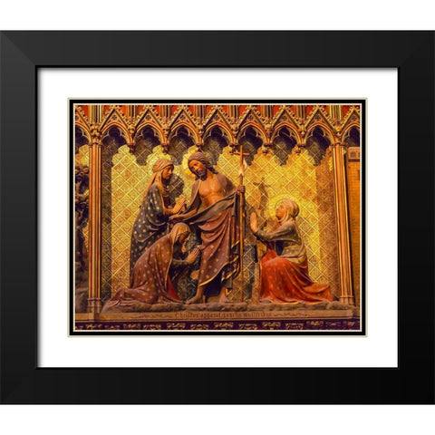 Women Praying Jesus Christ wooden panel statues-Notre Dame Cathedral-Paris-France  Black Modern Wood Framed Art Print with Double Matting by Perry, William
