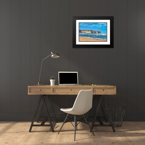 High cliffs- Omaha Beach- Normandy- France. Black Modern Wood Framed Art Print with Double Matting by Perry, William