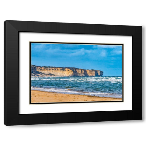 High cliffs- Omaha Beach- Normandy- France. Black Modern Wood Framed Art Print with Double Matting by Perry, William