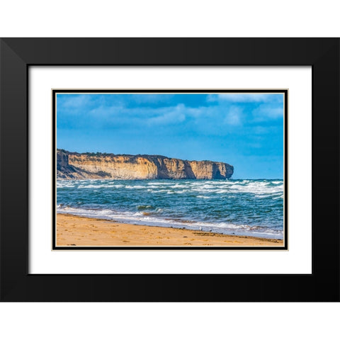 High cliffs- Omaha Beach- Normandy- France. Black Modern Wood Framed Art Print with Double Matting by Perry, William
