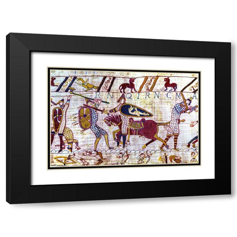 Colorful Medieval Bayeux tapestry- Bayeux- Normandy- France Black Modern Wood Framed Art Print with Double Matting by Perry, William