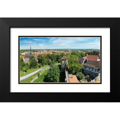 City view The medieval town Muehlhausen in Thuringia Germany Black Modern Wood Framed Art Print with Double Matting by Zwick, Martin