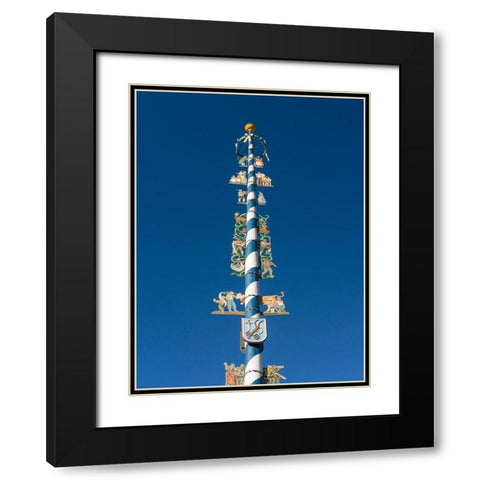 Traditional Bavarian maypole (Maibaum) Village Schliersee in the Bavarian Alps-Bavaria-Germany Black Modern Wood Framed Art Print with Double Matting by Zwick, Martin