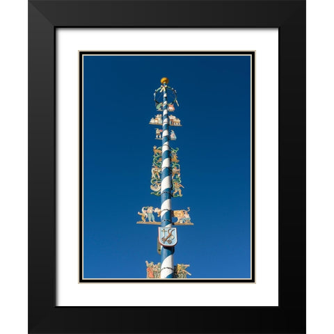 Traditional Bavarian maypole (Maibaum) Village Schliersee in the Bavarian Alps-Bavaria-Germany Black Modern Wood Framed Art Print with Double Matting by Zwick, Martin