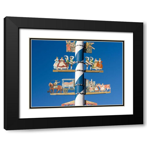 Traditional Bavarian maypole (Maibaum) Village Schliersee in the Bavarian Alps-Bavaria-Germany Black Modern Wood Framed Art Print with Double Matting by Zwick, Martin