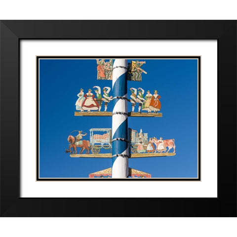 Traditional Bavarian maypole (Maibaum) Village Schliersee in the Bavarian Alps-Bavaria-Germany Black Modern Wood Framed Art Print with Double Matting by Zwick, Martin