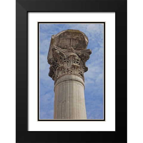Greece-Philippi Corinthian column at ancient ruins of Basilica  Black Modern Wood Framed Art Print with Double Matting by Jaynes Gallery