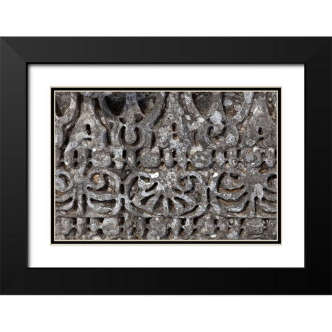 Greece-Philippi Carvings in stone at ancient ruins  Black Modern Wood Framed Art Print with Double Matting by Jaynes Gallery