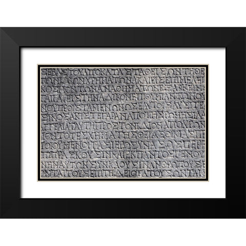Turkey-Ephesus Ancient stone writings at ancient city  Black Modern Wood Framed Art Print with Double Matting by Jaynes Gallery