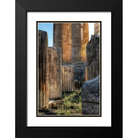 Details of columns on the Parthenon on the Acropolis in Athens-Greece Black Modern Wood Framed Art Print with Double Matting by Steve Mohlenkamp