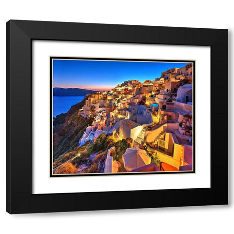 Santorini-Greece on the Mediterranean Sea Black Modern Wood Framed Art Print with Double Matting by Steve Mohlenkamp