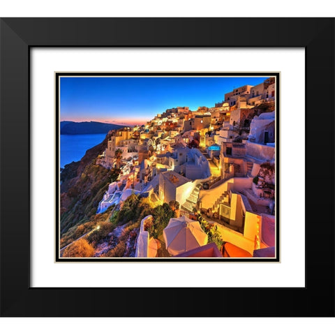 Santorini-Greece on the Mediterranean Sea Black Modern Wood Framed Art Print with Double Matting by Steve Mohlenkamp