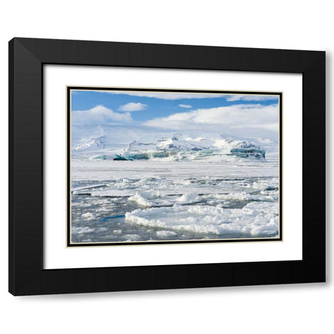 Glacial lagoon Jokulsarlon at Breidamerkurjokullin National Park Vatnajokull during winter Black Modern Wood Framed Art Print with Double Matting by Zwick, Martin