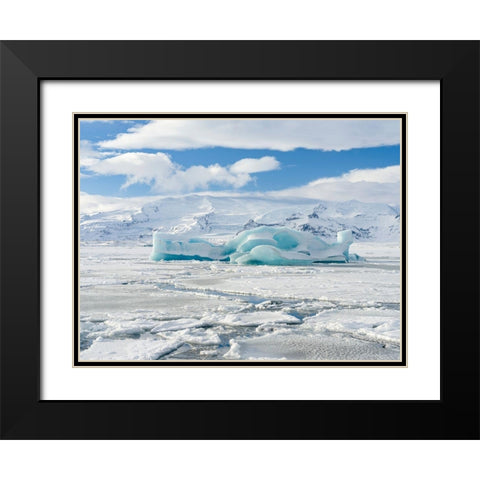 Glacial lagoon Jokulsarlon at Breidamerkurjokullin National Park Vatnajokull during winter Black Modern Wood Framed Art Print with Double Matting by Zwick, Martin