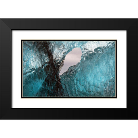 Icebergs from the Jokulsarlon glacier adrift in Jokulsarlon lagoon in Iceland Black Modern Wood Framed Art Print with Double Matting by Steve Mohlenkamp