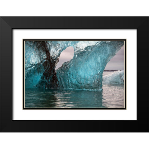 Icebergs from the Jokulsarlon glacier drift in Jokulsarlon lagoon in Iceland Black Modern Wood Framed Art Print with Double Matting by Steve Mohlenkamp