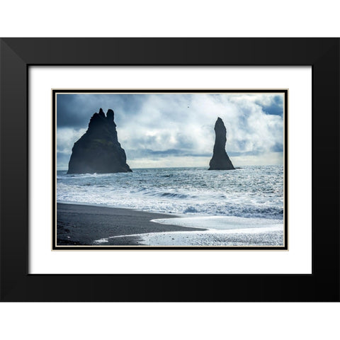 Black sand beach-South Shore-Iceland Sand is black obsidian Black Modern Wood Framed Art Print with Double Matting by Perry, William