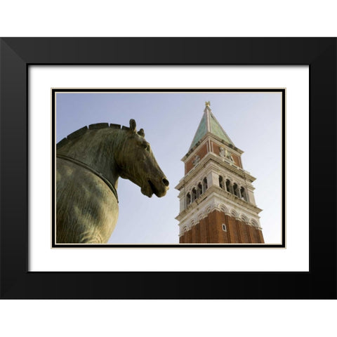 Italy, Venice San Marco Horse and Campanile Black Modern Wood Framed Art Print with Double Matting by Kaveney, Wendy