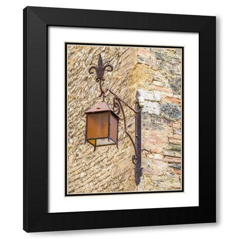Italy-Chianti Lamppost on the corner in the town of San Gimignano Black Modern Wood Framed Art Print with Double Matting by Eggers, Julie