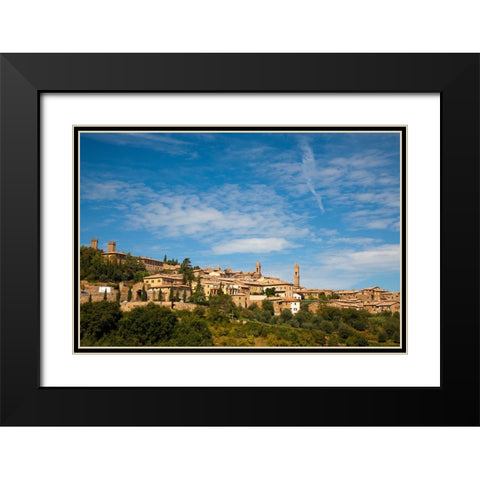 Italy-Tuscany-Montalcino The hill town of Montalcino as seen from below Black Modern Wood Framed Art Print with Double Matting by Eggers, Julie