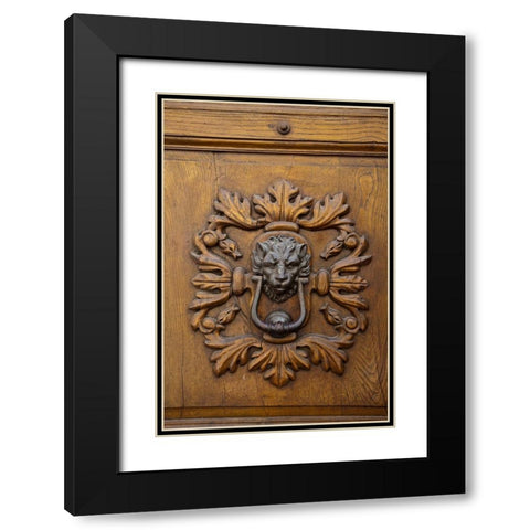 Italy-Tuscany Ornate door knocker in the historic hill town of Montalcino Black Modern Wood Framed Art Print with Double Matting by Eggers, Julie