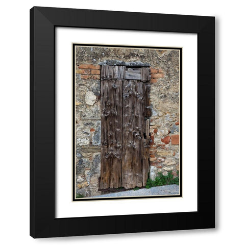 Italy-Tuscany-Monteriggioni Old doorway in the walled town of Monteriggioni Black Modern Wood Framed Art Print with Double Matting by Eggers, Julie