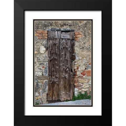 Italy-Tuscany-Monteriggioni Old doorway in the walled town of Monteriggioni Black Modern Wood Framed Art Print with Double Matting by Eggers, Julie
