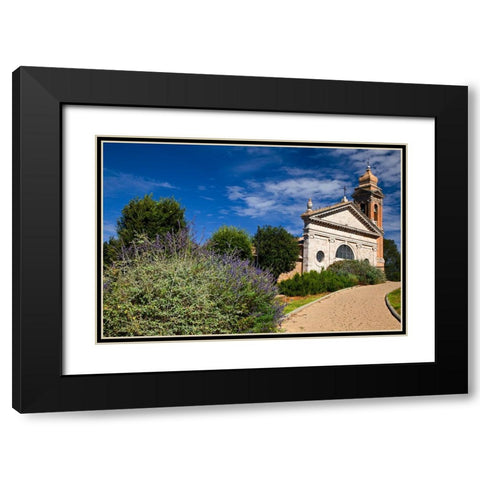 Italy-Tuscany-Montalcino The Madonna del Soccorso church in the town of Monticiano Black Modern Wood Framed Art Print with Double Matting by Eggers, Julie