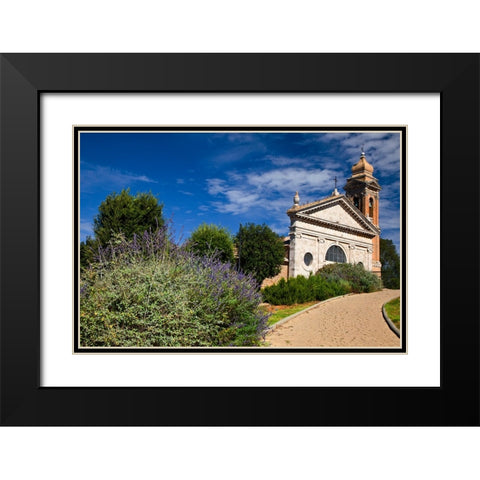 Italy-Tuscany-Montalcino The Madonna del Soccorso church in the town of Monticiano Black Modern Wood Framed Art Print with Double Matting by Eggers, Julie