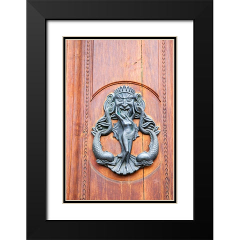Italy-Tuscany-Pisa Large antique door knocker on beautiful wooden door Black Modern Wood Framed Art Print with Double Matting by Eggers, Julie
