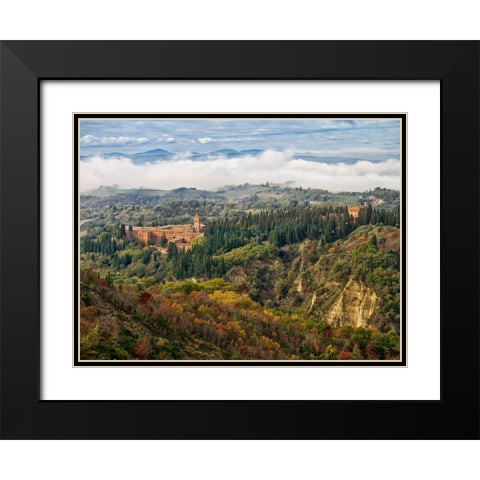 Italy-Tuscany-Chiusure Abbey of Monte Oliveto Maggiore-a Benedictine monastery Black Modern Wood Framed Art Print with Double Matting by Eggers, Julie