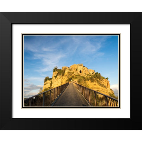 Italy-Tuscany-Civita di Bagnoregio Evening view of the bridge Black Modern Wood Framed Art Print with Double Matting by Eggers, Julie