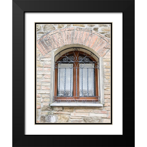 Italy-Tuscany-Province of Siena-Montalcino Iron-barred window Black Modern Wood Framed Art Print with Double Matting by Eggers, Julie