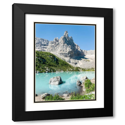 Ponta de Sorapis seen from Lago del Sorapis in the Dolomites of the Veneto Black Modern Wood Framed Art Print with Double Matting by Zwick, Martin