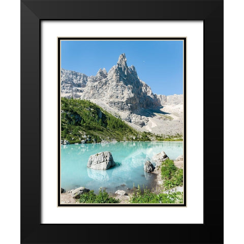 Ponta de Sorapis seen from Lago del Sorapis in the Dolomites of the Veneto Black Modern Wood Framed Art Print with Double Matting by Zwick, Martin