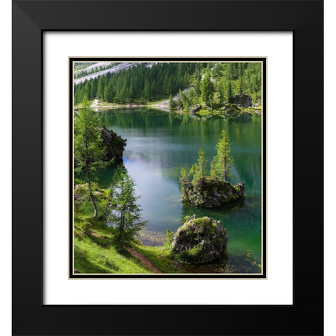 Lago de Federa at Croda da Lago in the Dolomites of the Veneto near Cortina dAmpezzo Black Modern Wood Framed Art Print with Double Matting by Zwick, Martin