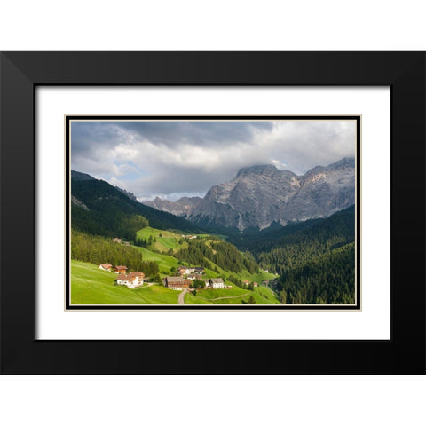 Wengen-La Valle-traditional farms of the Viles in the Val Badia in the Dolomites of South Tyrol Black Modern Wood Framed Art Print with Double Matting by Zwick, Martin