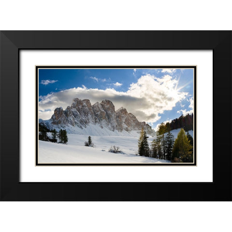 Geisler mountain range in the dolomites of the Villnoss Valley in South Tyrol-Alto Adige after an a Black Modern Wood Framed Art Print with Double Matting by Zwick, Martin