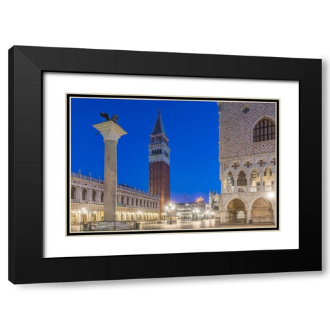 Italy-Venice San Marco Piazza at dawn Black Modern Wood Framed Art Print with Double Matting by Tilley, Rob